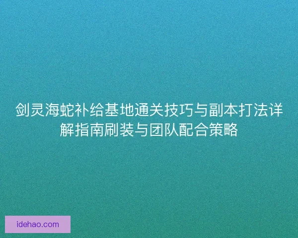 剑灵海蛇补给基地通关技巧与副本打法详解指南刷装与团队配合策略